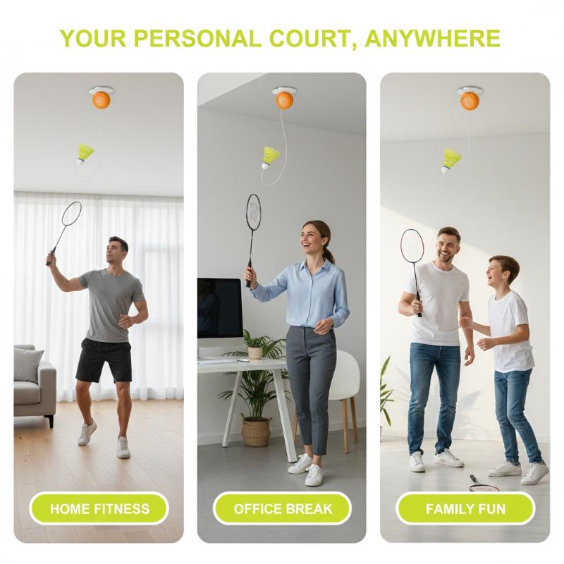 Automatic Retractable Badminto - Badminton Rebound Trainer ulasan dan harga