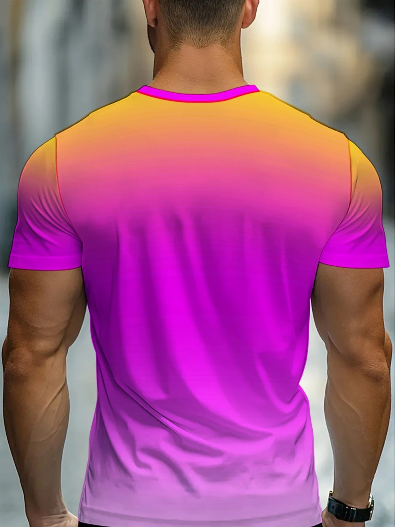 Orange Magenta Gradient Crew N - T Shirt Dry Fit ulasan dan harga