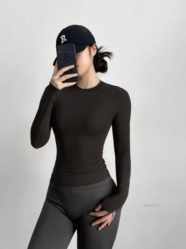 Slim Fit Long Sleeve Yoga Fitn - T Shirt Dry Fit ulasan dan harga
